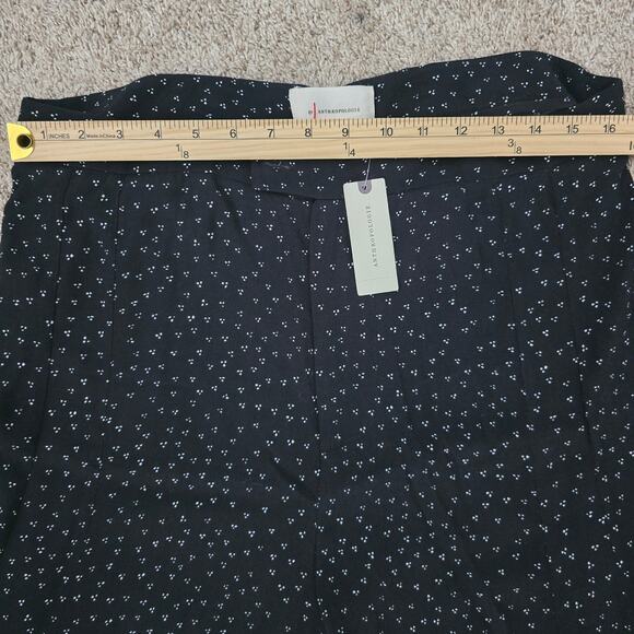 Anthropologie Skirted Wide-Leg Pants 12 Black Floral Flowy Boho Preppy Elegant - Picture 4 of 11
